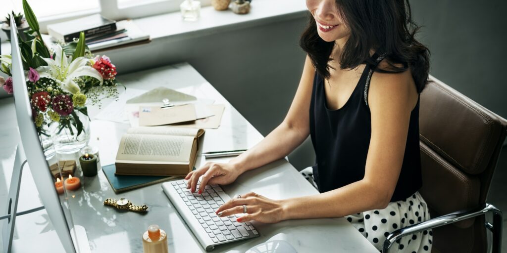 Woman Searching Surfing Internet Concept